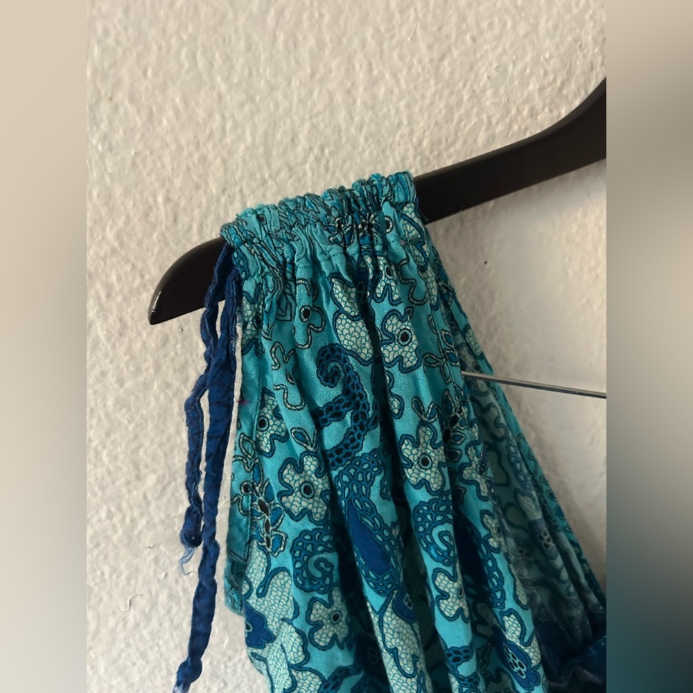 Unbranded Blue Rayon V Neck Stretch Maxi Medium Dress Fairy Mermaid Y2K - Picture 5 of 10